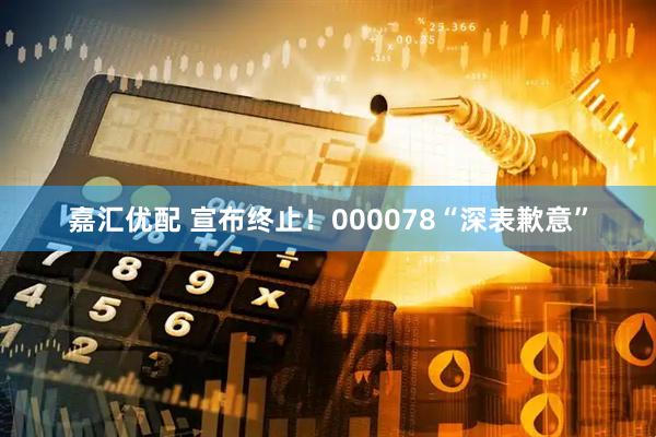 嘉汇优配 宣布终止！000078“深表歉意”